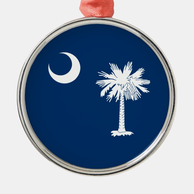 South Carolina State Flag Blau Silbernes Ornament (Vorne)