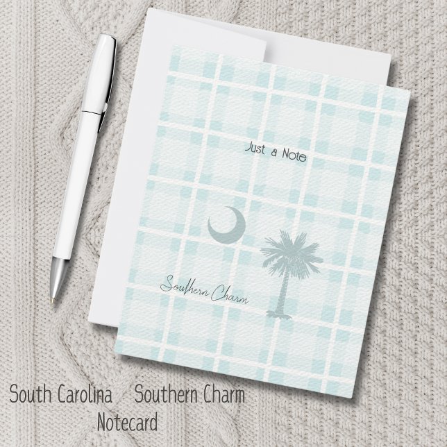 South Carolina State Flag Karierte Note Card Mitteilungskarte (Just a Note notecard is perfect to send a hi for any occasion. South Carolina Flag, Southern Charm!)