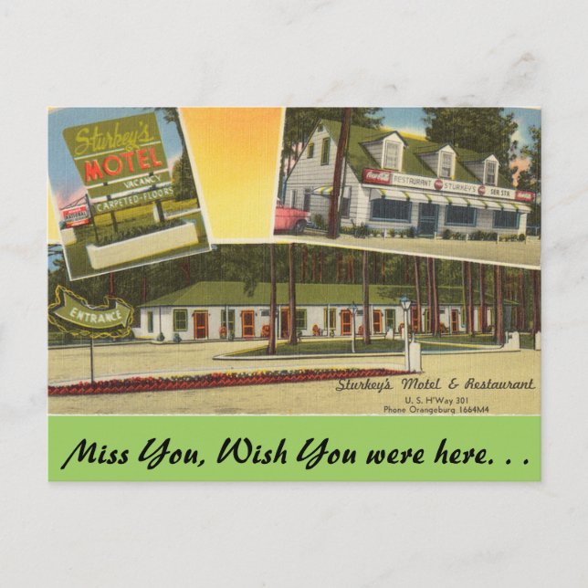 South Carolina, Sturkey's Motel, Orangeburg Postkarte (Vorderseite)