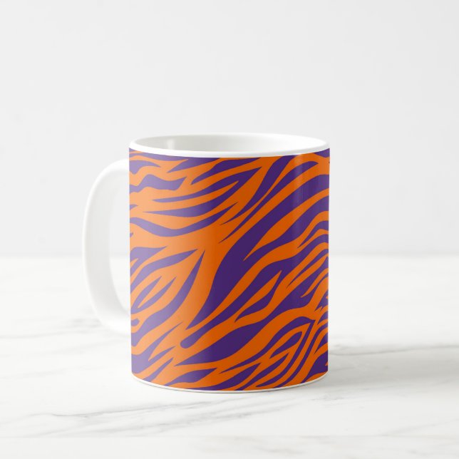 South Carolina Tiger Streifen Orange und Lila Kaffeetasse (Vorderseite Links)
