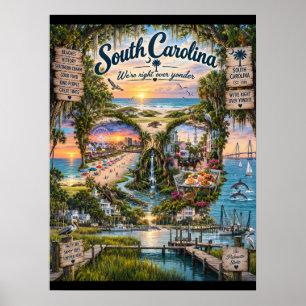 South Carolina Totenkopf-Kunstposter State of Mi Poster