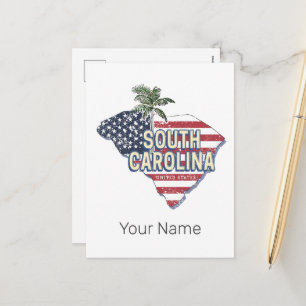South Carolina United Staaten Retro Map Vintag USA Feiertagspostkarte
