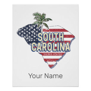 South Carolina United Staaten Retro Map Vintag USA Poster
