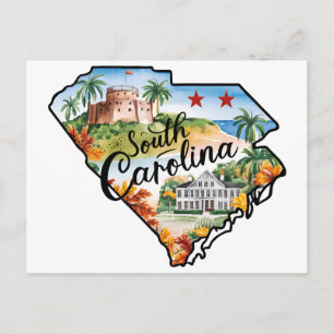 South Carolina USA State in Form einer Vintage-Was Postkarte