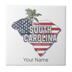 South Carolina Vereinigte Staaten Retro-Karte Vint Fliese