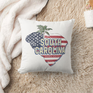 South Carolina Vereinigte Staaten Retro-Karte Vint Kissen