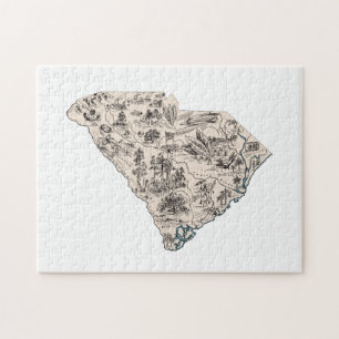 South Carolina Vintage-Bildkarte in Form des Bunde Puzzle