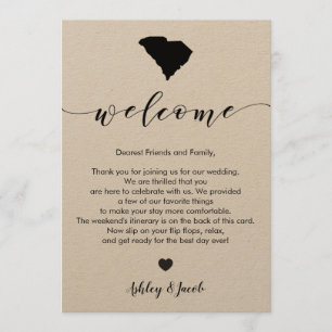South Carolina Wedding Welcome Letter & Itinerary Programm
