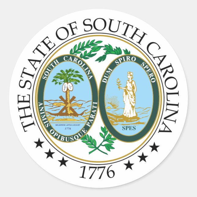 South Carolina-Zeichen Runder Aufkleber (Vorderseite)