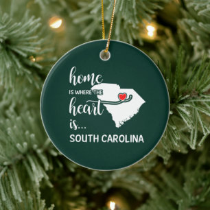 South Carolina Zuhause ist das Herz Keramik Ornament