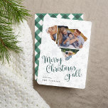 South Carolina Zuhause Staat Foto Collage Weihnach Feiertagskarte<br><div class="desc">Frohe Weihnachten, du alle! Diese niedliche South Carolina Ferienkarte zeigt das Sprichwort in whimsical Jäger grün Schrift, die unter einer Silhouette des Staat von South Carolina, die drei Ihrer Lieblings-Fotos hält. Personalisieren Sie mit Ihrem persönlichen Gruß und Namen am unteren Rand. Die Karten kehren zu einem handgemalten, grünen und weißen...</div>
