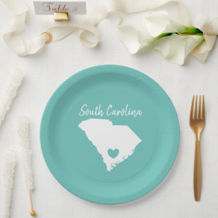 South Carolina Zuhause Staat Karte Liebe Form Pappteller