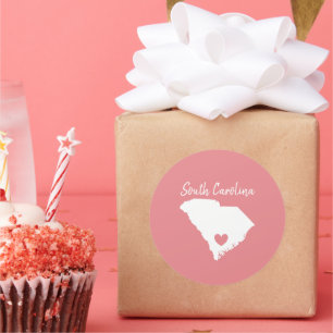 South Carolina Zuhause Staat Karte Liebe Form Runder Aufkleber