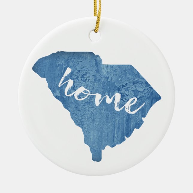 South Carolina Zuhause Wood Grain Keramik Ornament (Vorne)