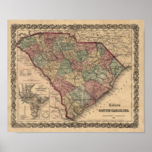 South- Carolinakarte 1865 Poster