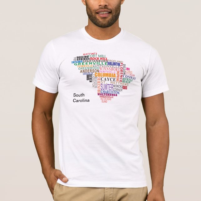 South- Carolinastadt-Karte T-Shirt (Vorderseite)