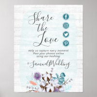 South Country Cotton Wedding Hashtag Foto Sign