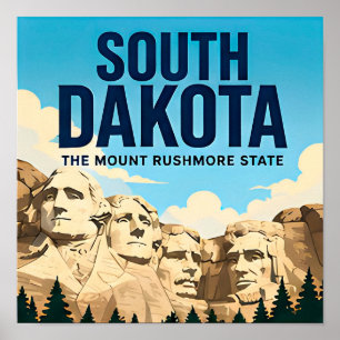 South Dakota Badlands Black Hills Mount Rushmore Poster