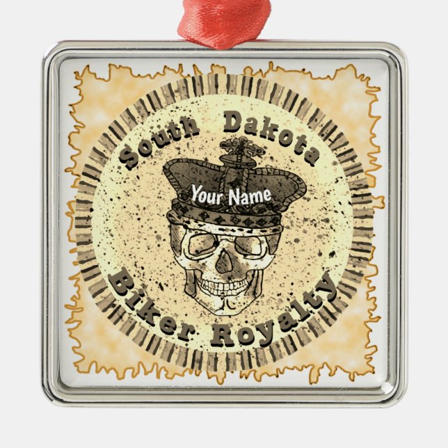 South Dakota Biker  Ornament Aus Metall (Vorne)