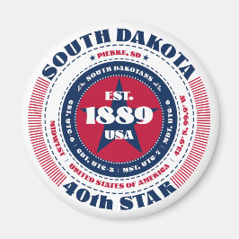 South Dakota Circle Typografy Souvenir Magnet