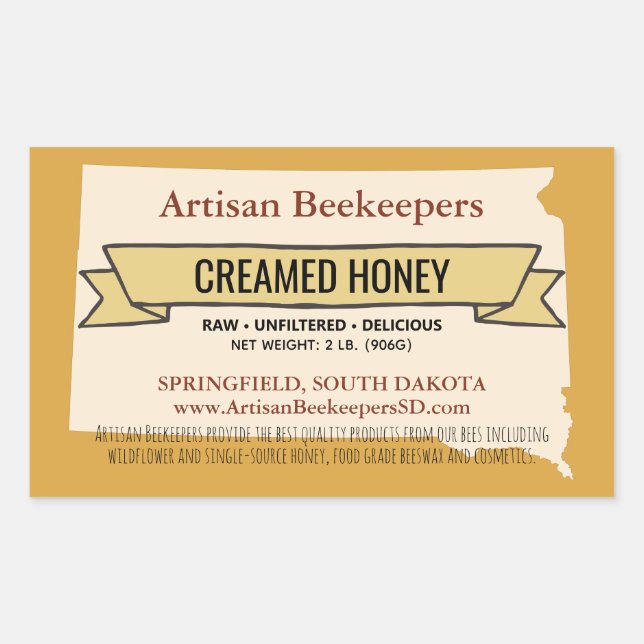 South Dakota Creamed Honey Stickers (Vorderseite)