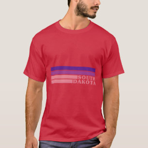 South Dakota Farbige Pinke Lila 70er Jahre Stil Re T-Shirt