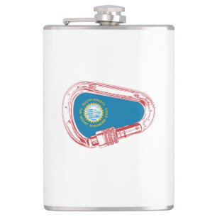 South Dakota Flag Klettersteig Carabiner Flachmann