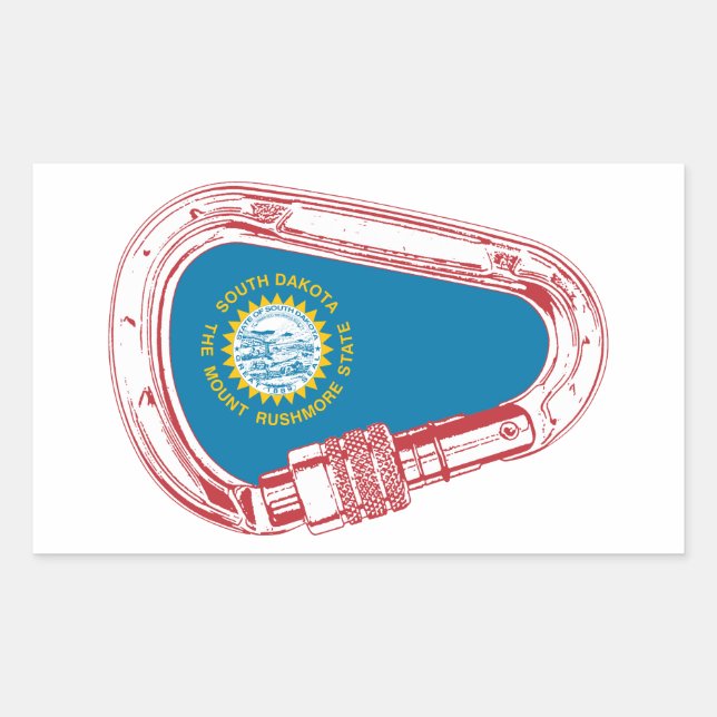 South Dakota Flag Klettersteig Carabiner Rechteckiger Aufkleber (Vorderseite)