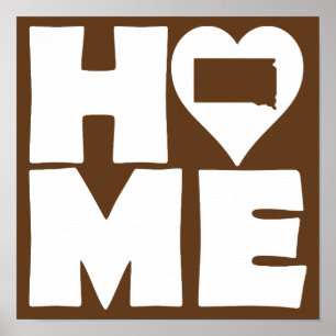 South Dakota Home Heart State Poster Schild