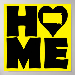 South Dakota Home Heart State Poster Sign