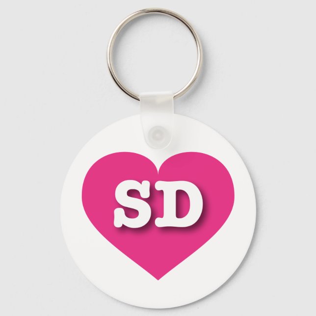 South Dakota Hot Pink Heart - I Liebe SD Schlüsselanhänger (Vorderseite)
