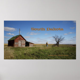 South Dakota Landschaftlich Cowboy Poster