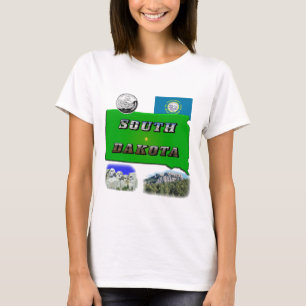 South Dakota Map, Foto Text, Imitate Quarter T-Shirt
