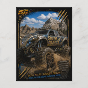 South Dakota Monster Truck Gelände Kunst Postkarte