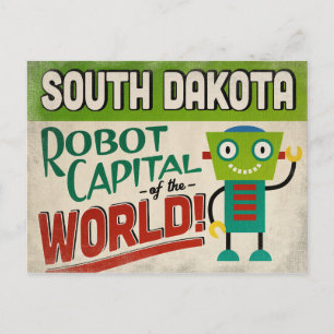 South Dakota Robot - Funny Vintag Postkarte