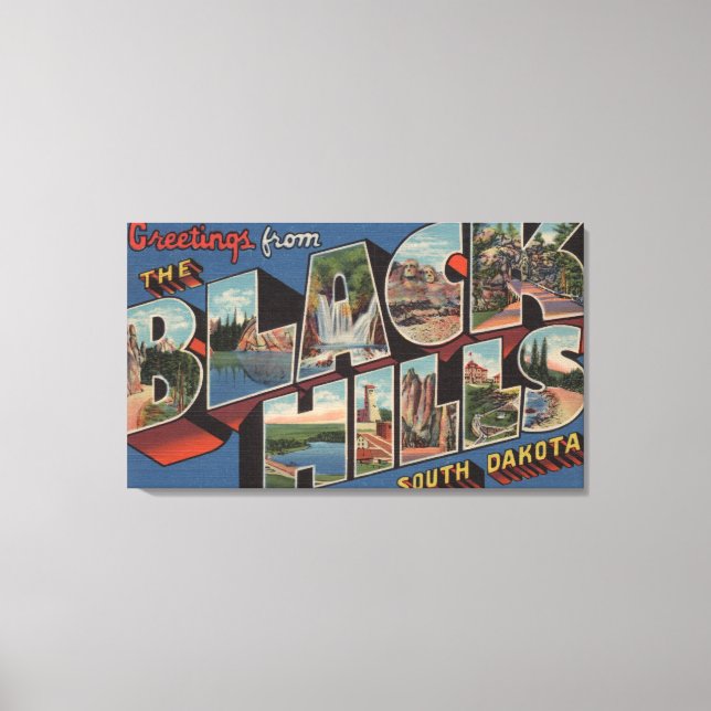 South Dakota - Schwarze Hügel - Große Buchstabensz Leinwanddruck (Vorderseite)