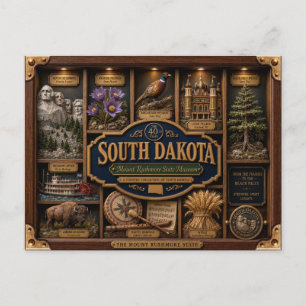 South Dakota Shadow Box 3D Figurine Staat Postkarte