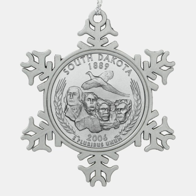 South Dakota Staat Quarter Schneeflocken Zinn-Ornament (Vorderseite)