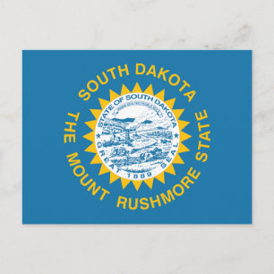 South Dakota Staatsflagge Golden Rays Souvenir Postkarte