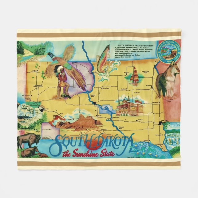 South Dakota State Postkarten-Wurf Fleecedecke (Vorderseite (Horizontal))