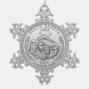 South-Dakota-State-Quarter Schneeflocken Zinn-Ornament