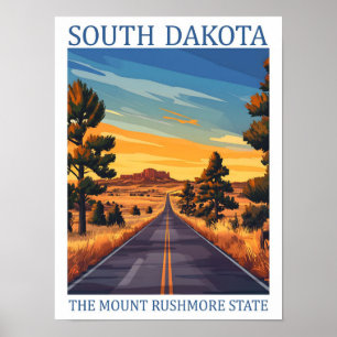 South Dakota The Mount Rushmore Staat USA Travel Poster