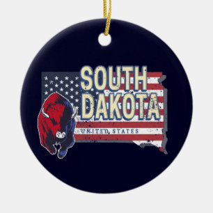 South Dakota United Staaten Retro Staat Map Vintag Keramik Ornament