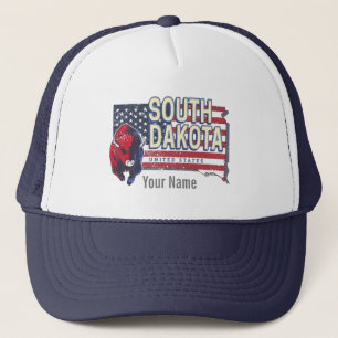 South Dakota United Staaten Retro Staat Map Vintag Truckerkappe