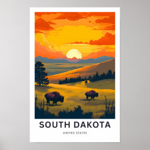 South Dakota United Staaten Travel Print Poster