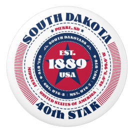 South Dakota US Staat Red White Blue Typografy Keramikknauf