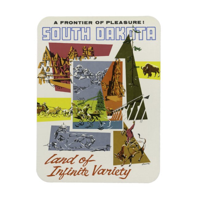 South Dakota USA Vintage Travel Magnet (Vertikal)