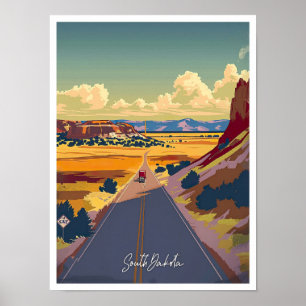 South Dakota Vereinigte Staaten Vintage-Reise Poster