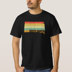 South Dakota Vintag Retro Sunset Distressed Map T-Shirt