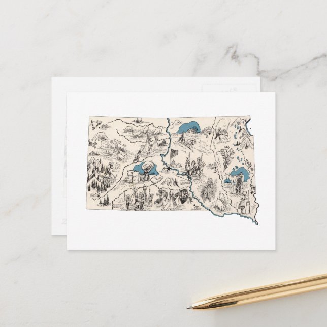 South Dakota Vintage Bilderkarte Antiquitätendiagr Postkarte (Vorderseite/Rückseite Beispiel)